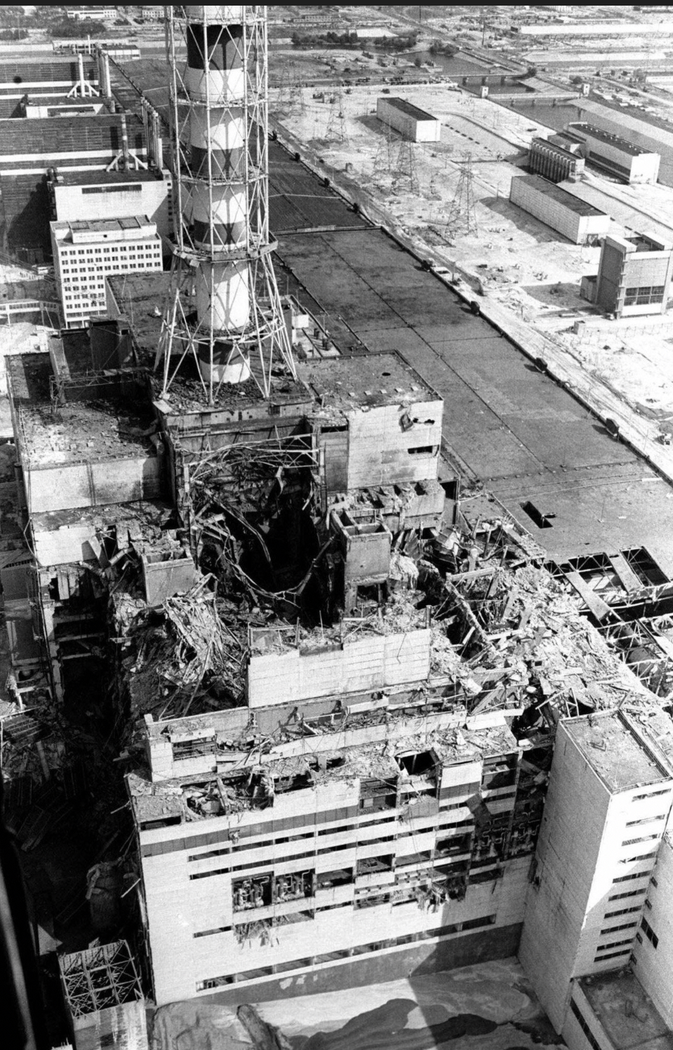 Chernobyl reactor structure and exclusion zone scenery