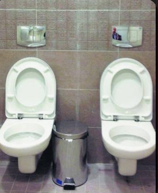 Twin toilets from Sochi side by side with no divider