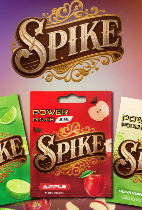 Spike power pouches resembling oral nicotine sachets