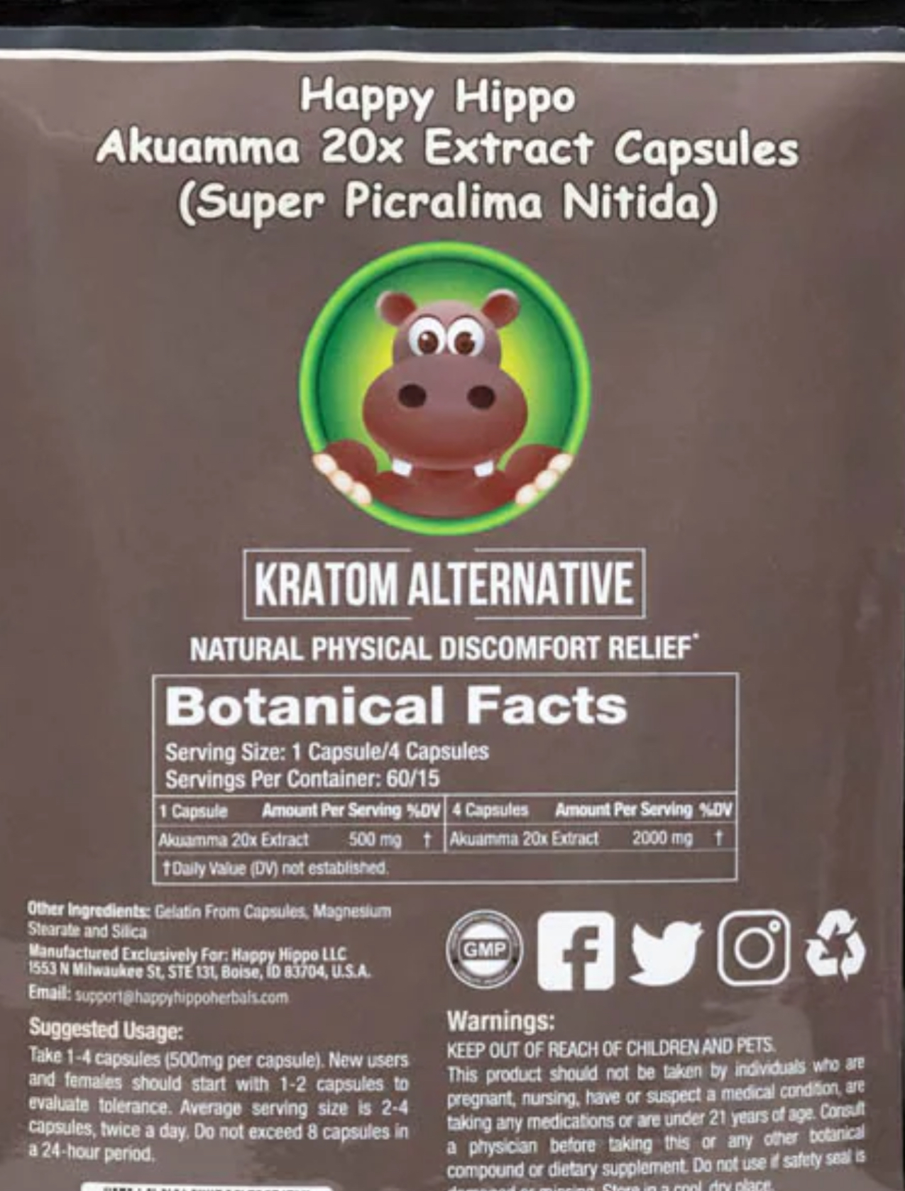 Happy Hippo Akuamma 20x extract capsules