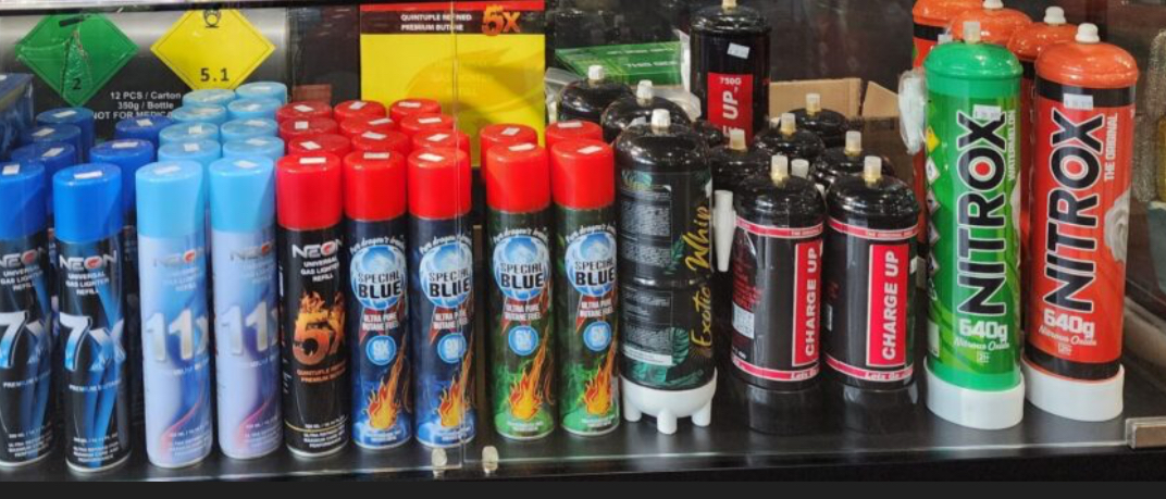 Nitrous oxide products marketed with bright flavors and branding (Galaxy Gas)