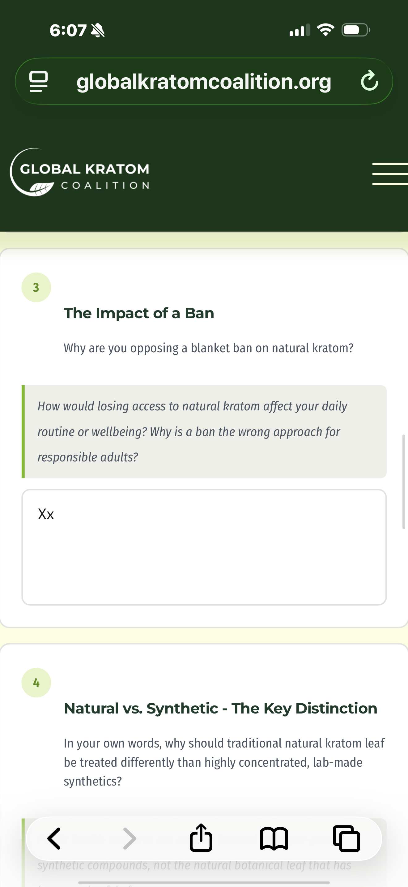 Impact of a ban and natural vs synthetic sections