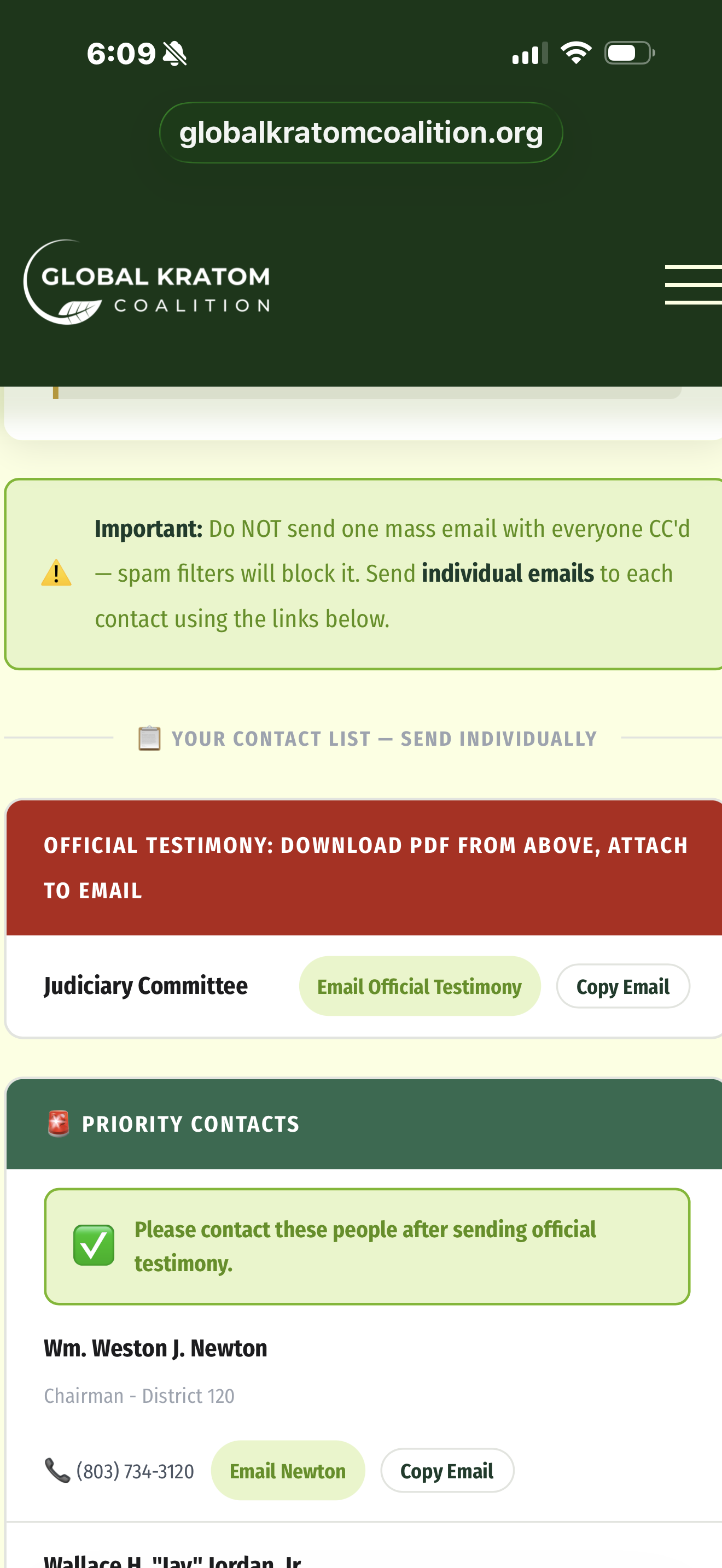 Spam filter warning screenshot